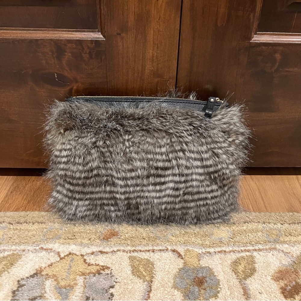 Ann Taylor Gray Fur Clutch